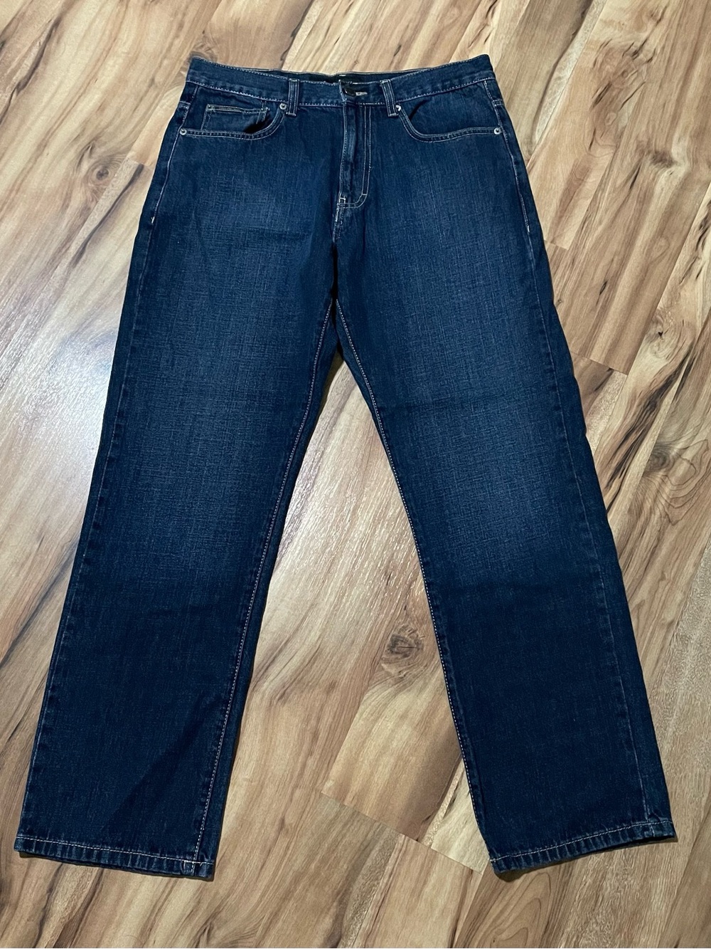 Calvin Klein High Rise Straight Denim Jeans Dark Rinse Blue Women's 32